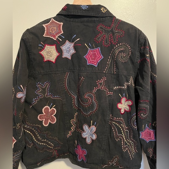 Yak Magik Jacket Black Floral Embellished Silk Patchwork 100% Cotton - Picture 11 of 11